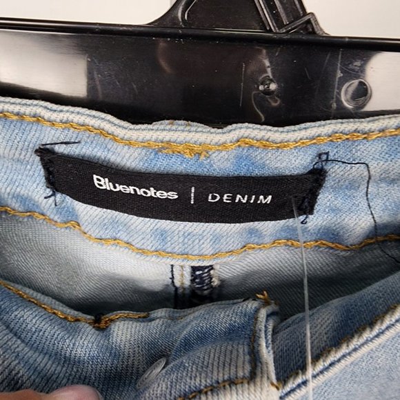 Blue Notes Blue Two Tone Denim Raw Hem Jeggings Size 34 - Picture 9 of 11